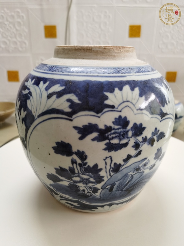 古玩陶瓷花卉紋青花罐真品鑒賞圖