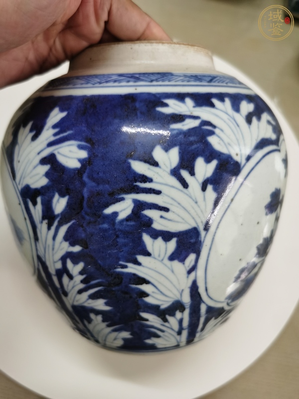 古玩陶瓷花卉紋青花罐真品鑒賞圖