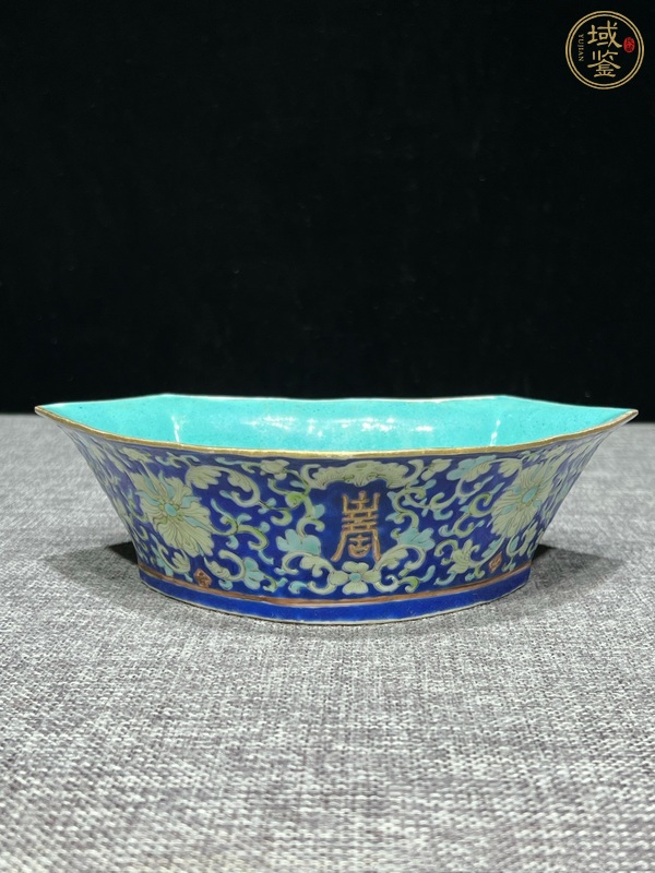 古玩陶瓷福壽紋粉彩角碗真品鑒賞圖