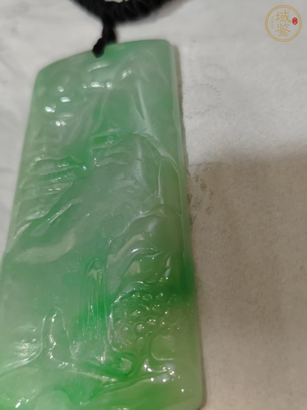 古玩玉器天然翡翠雕“山水牌”真品鑒賞圖