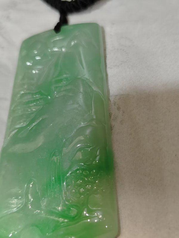 古玩玉器天然翡翠雕“山水牌”拍賣，當(dāng)前價格6800元