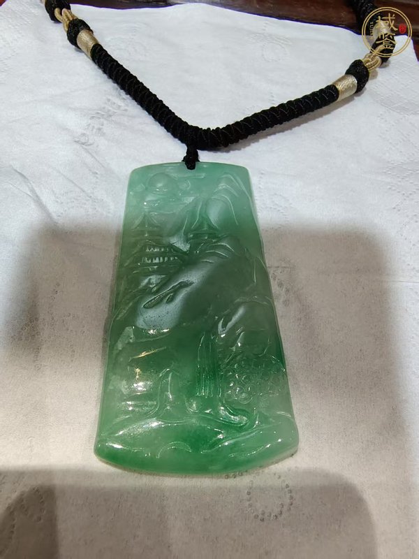 古玩玉器天然翡翠雕“山水牌”真品鑒賞圖