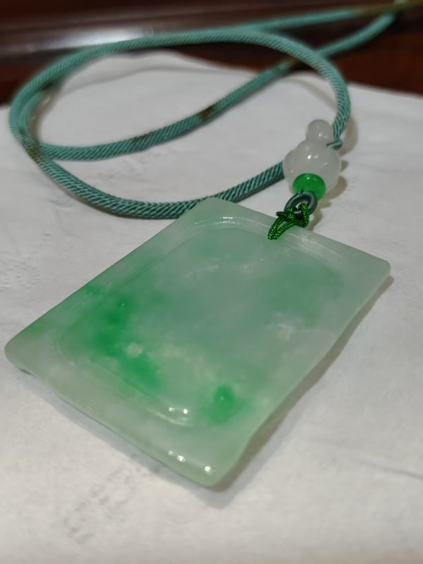 古玩玉器天然翡翠雕“山水牌”拍賣，當前價格4800元