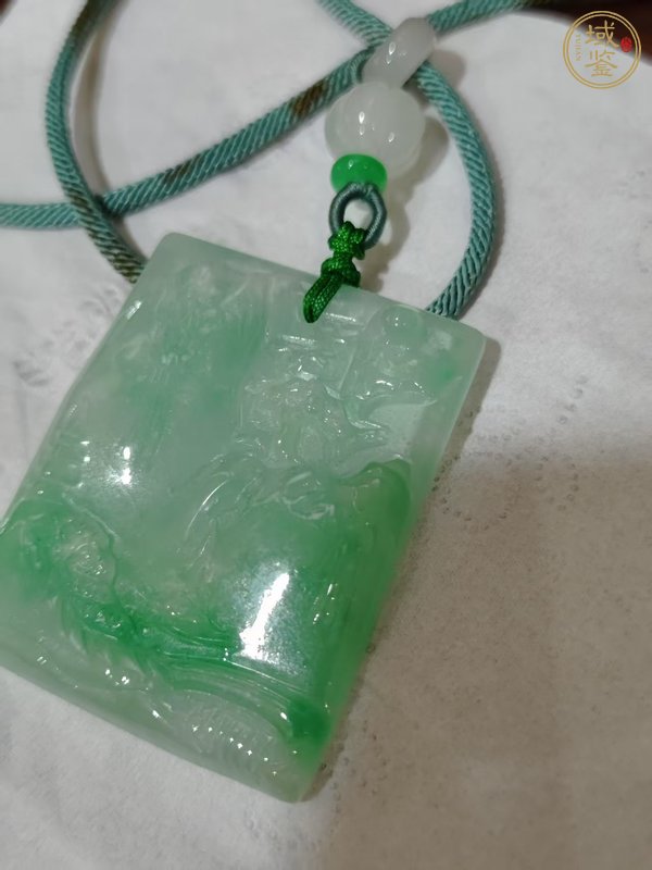 古玩玉器天然翡翠雕“山水牌”真品鑒賞圖