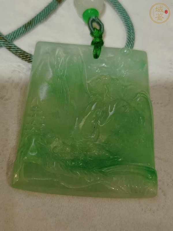 古玩玉器天然翡翠雕“山水牌”真品鑒賞圖