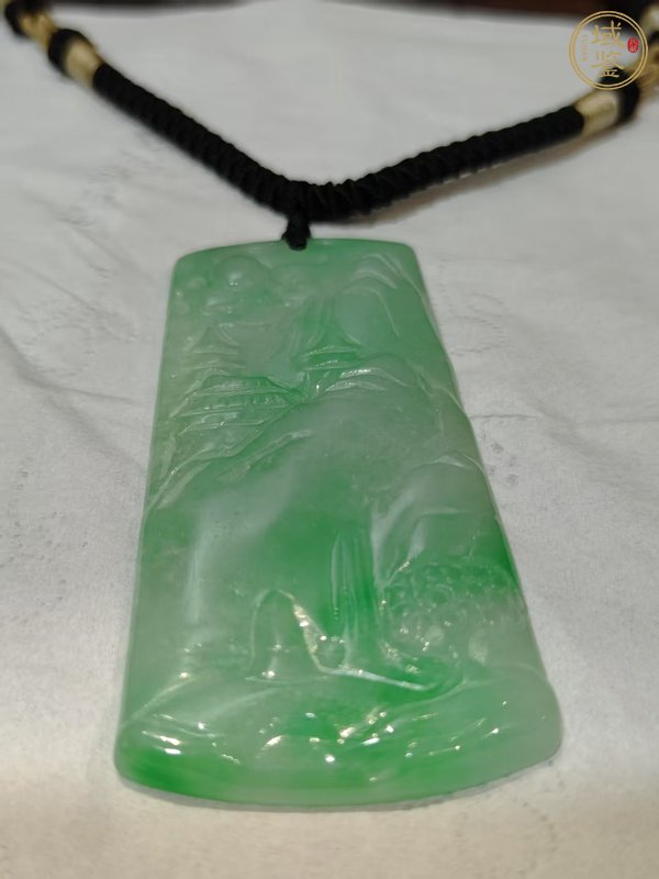 古玩玉器天然翡翠雕“山水牌”真品鑒賞圖