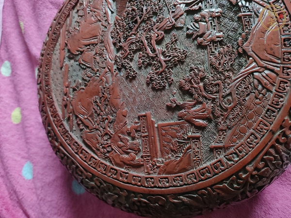 古玩雜項剔紅捧盒真品鑒賞圖