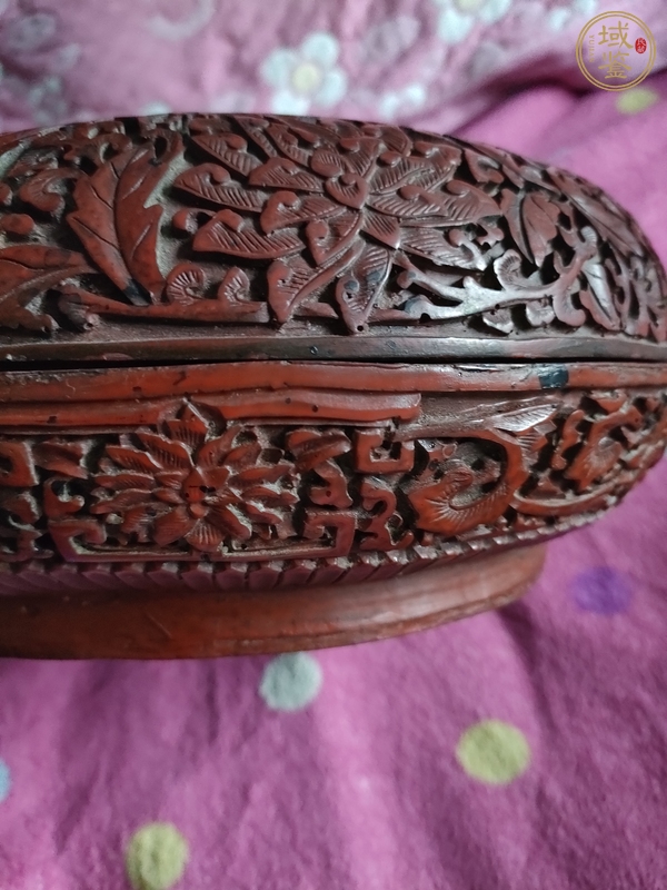 古玩雜項剔紅捧盒真品鑒賞圖
