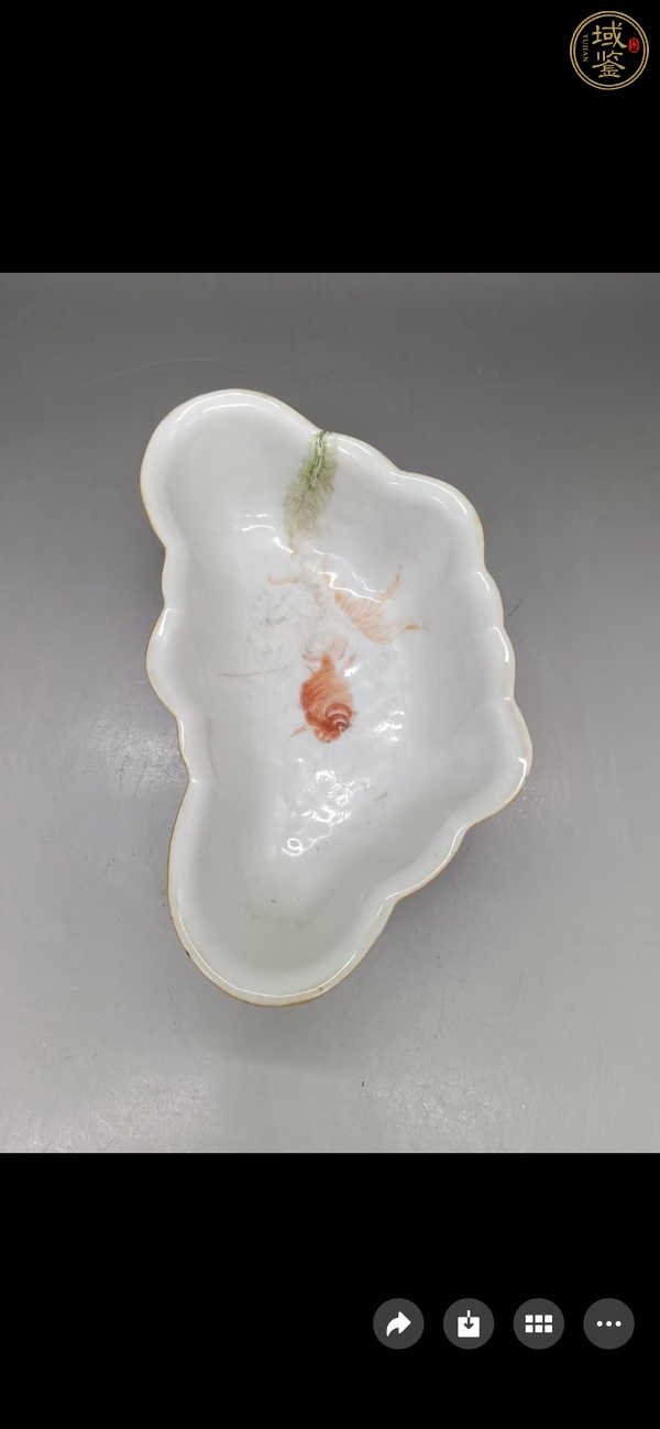 古玩陶瓷清晚期 淺絳菜花鳥紋貢碗真品鑒賞圖