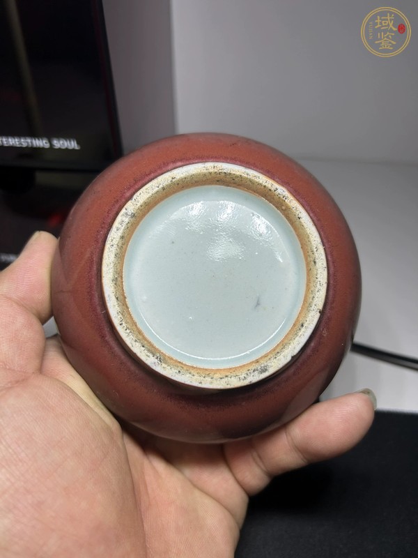 古玩陶瓷紅釉水盂真品鑒賞圖