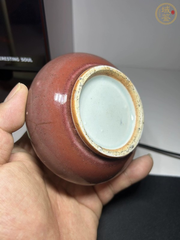 古玩陶瓷紅釉水盂真品鑒賞圖