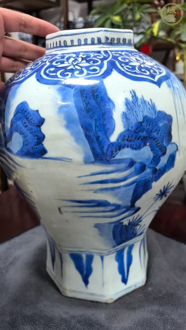 古玩陶瓷明崇禎青花高士童子圖罐真品鑒賞圖