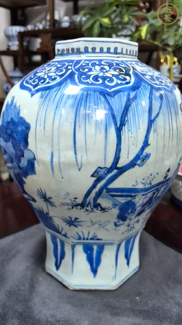 古玩陶瓷明崇禎青花高士童子圖罐真品鑒賞圖