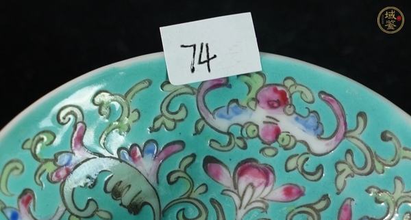 古玩陶瓷花間壽字紋粉彩盤真品鑒賞圖