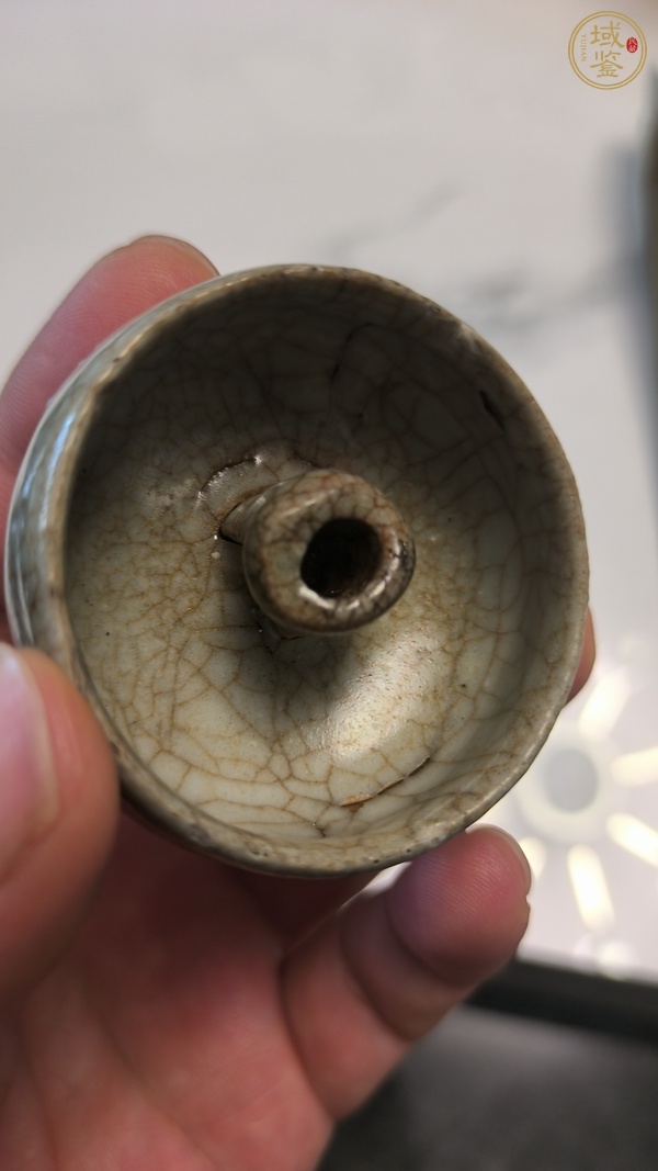 古玩陶瓷哥釉小油燈真品鑒賞圖