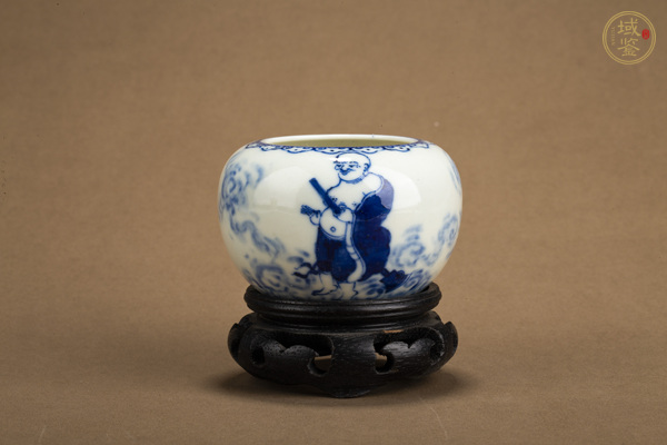 古玩民國·青花羅漢圖水盂真品鑒賞圖