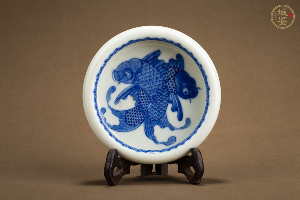 古玩民國·青花雙魚紋臥足洗真品鑒賞圖