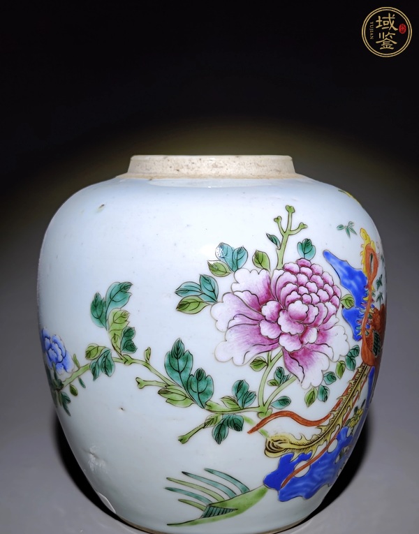 古玩陶瓷粉彩洞石花鳥罐（疑似后加彩）真品鑒賞圖