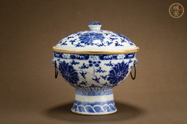 古玩陶瓷清晚·青花纏枝蓮紋溫鍋真品鑒賞圖