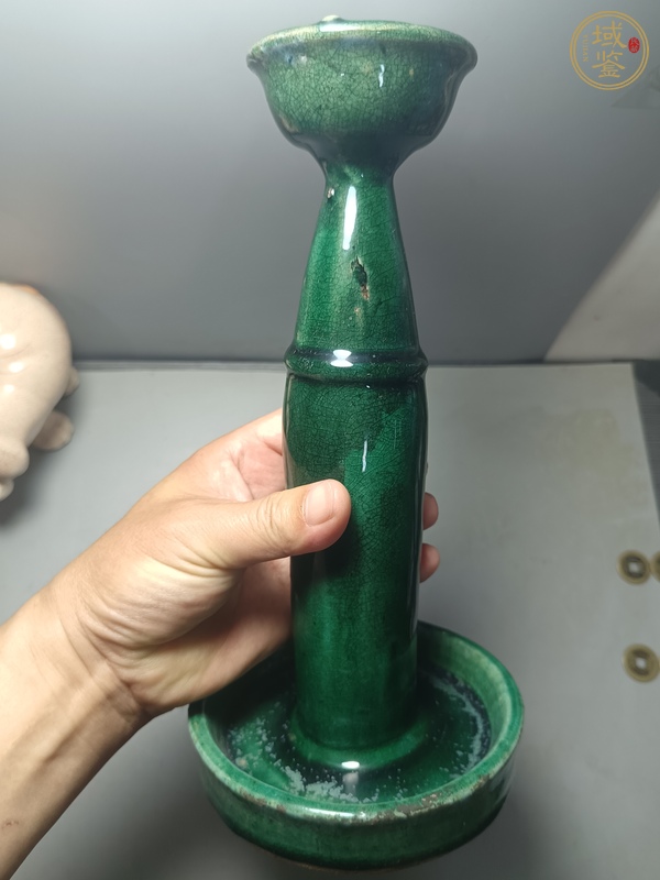 古玩陶瓷石灣窯綠釉燈真品鑒賞圖