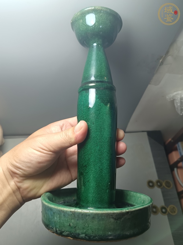 古玩陶瓷石灣窯綠釉燈真品鑒賞圖