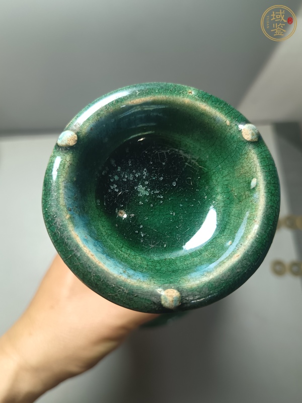 古玩陶瓷石灣窯綠釉燈真品鑒賞圖