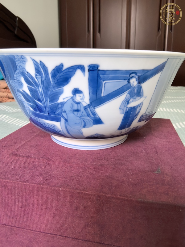 古玩陶瓷青花人物故事紋碗真品鑒賞圖