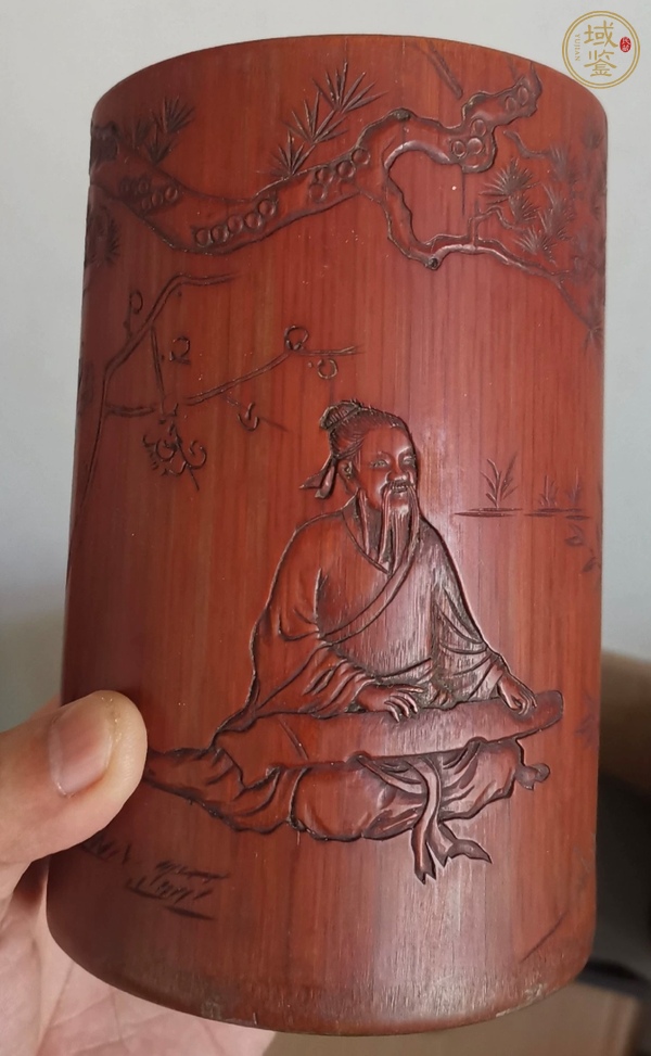 古玩雜項(xiàng)竹雕筆筒真品鑒賞圖