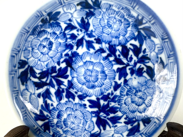 古玩陶瓷清康熙·青花淡描團花杯碟拍賣，當前價格99元