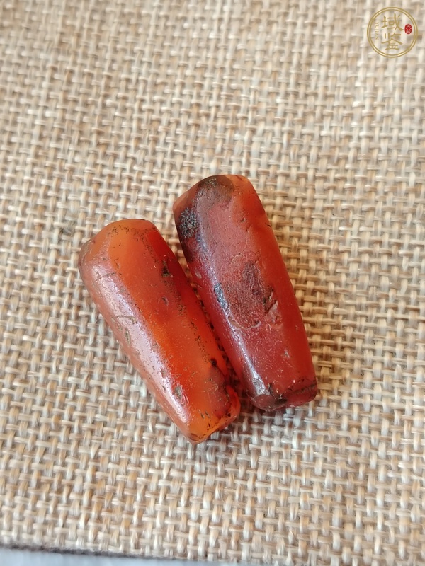 古玩天然紅瑪瑙多棱珠真品鑒賞圖