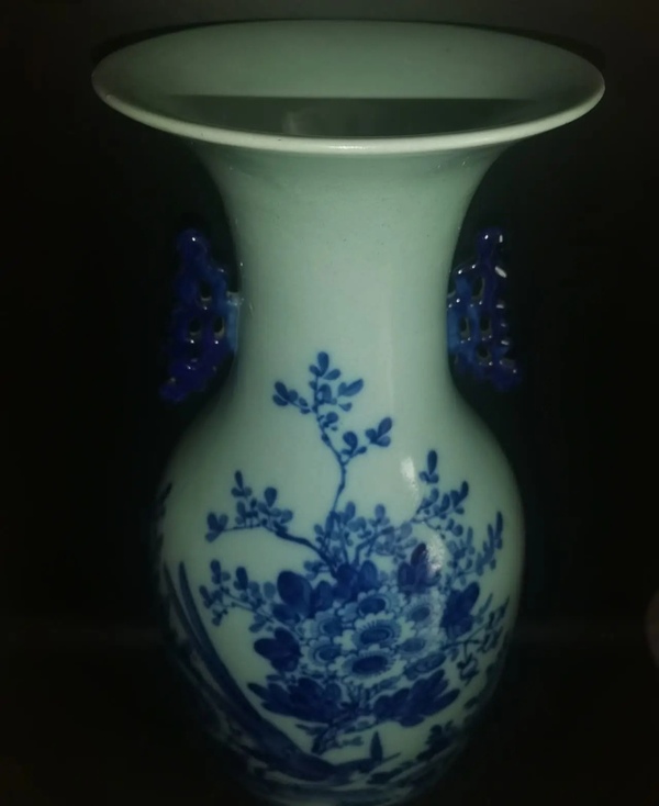 古玩陶瓷精美清代晚期花鳥(niǎo)紋青花大瓶拍賣，當(dāng)前價(jià)格2000元