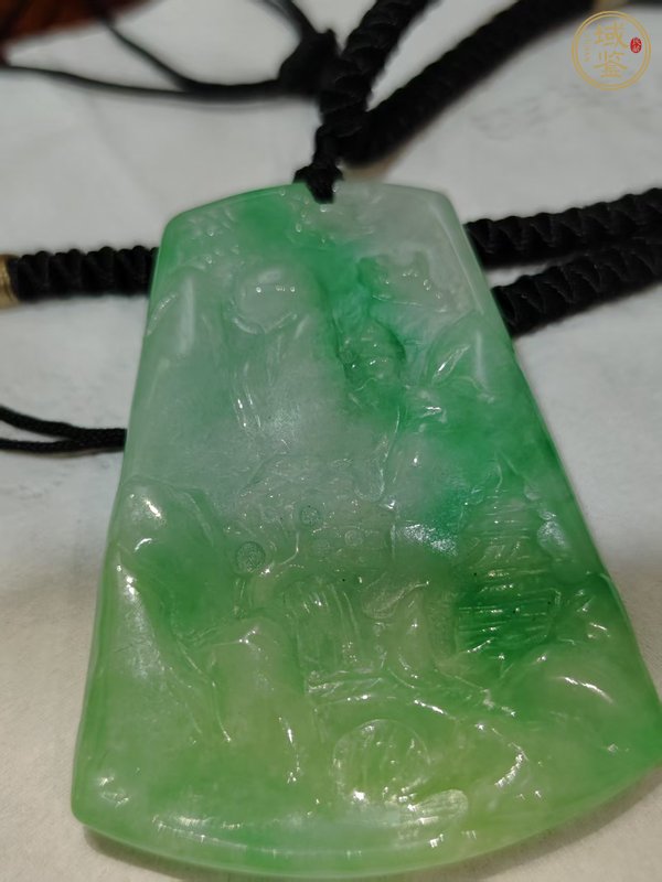 古玩玉器天然翡翠雕“山水牌”真品鑒賞圖