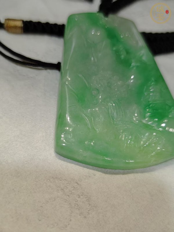 古玩玉器天然翡翠雕“山水牌”真品鑒賞圖