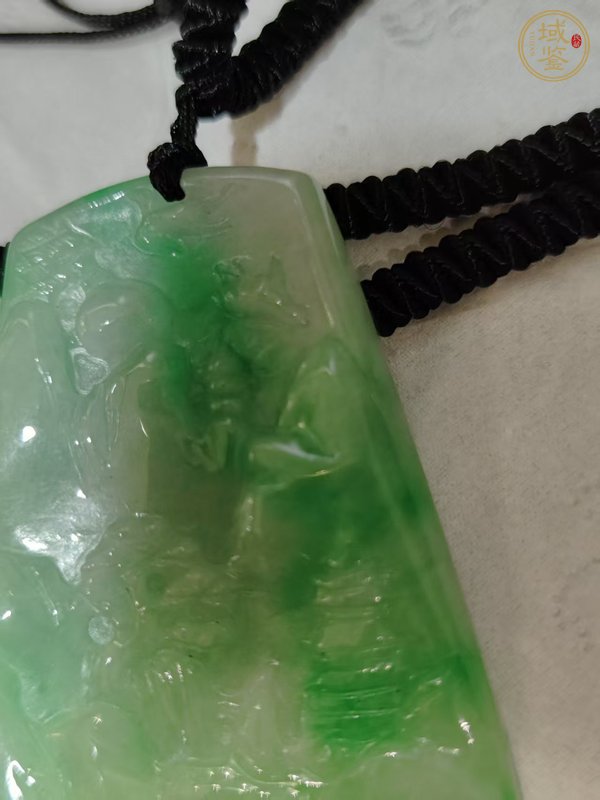 古玩玉器天然翡翠雕“山水牌”真品鑒賞圖
