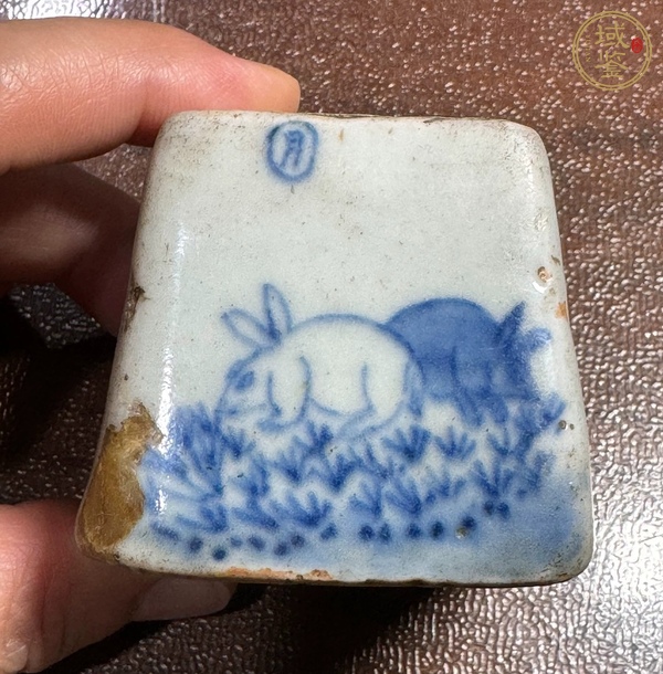 古玩陶瓷青花花鳥紋鎮(zhèn)尺真品鑒賞圖