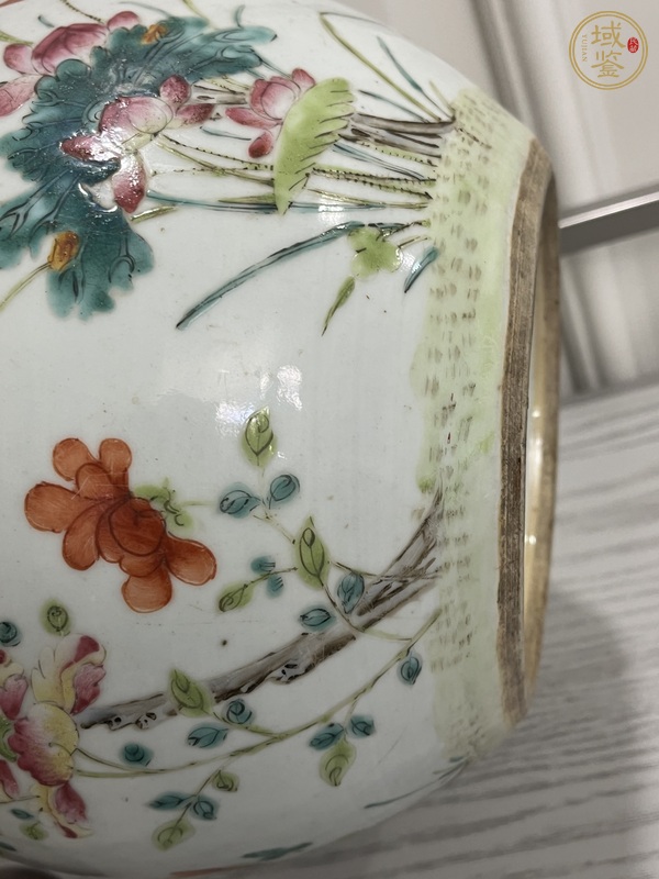 古玩陶瓷粉彩四季花卉紋西瓜罐真品鑒賞圖