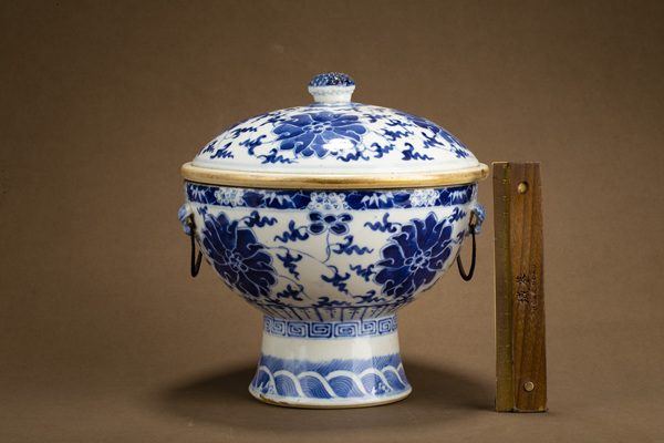 古玩陶瓷清晚·青花纏枝蓮紋溫鍋拍賣，當(dāng)前價(jià)格6666元