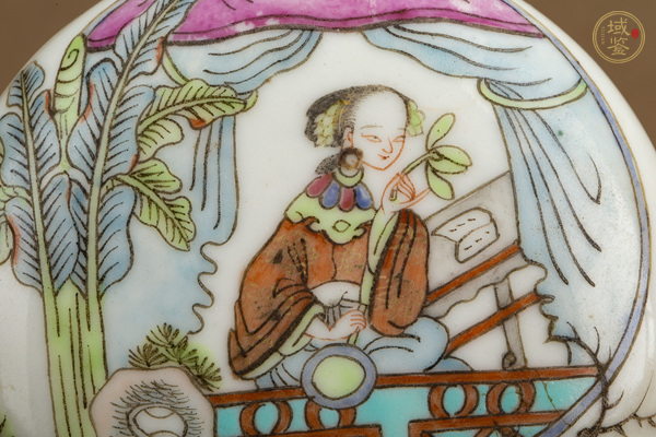 古玩陶瓷清晚·粉彩仕女紋蓋盒真品鑒賞圖