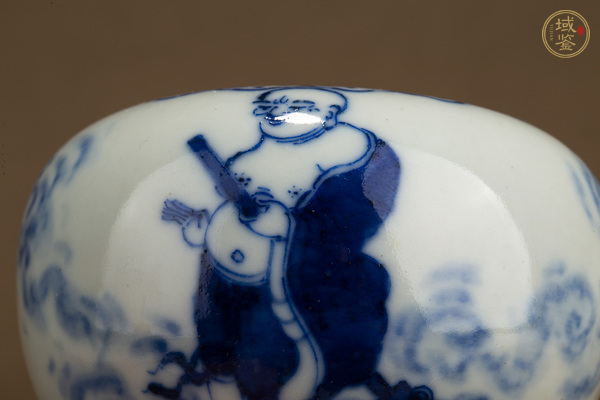 古玩陶瓷民國·青花羅漢圖水盂真品鑒賞圖