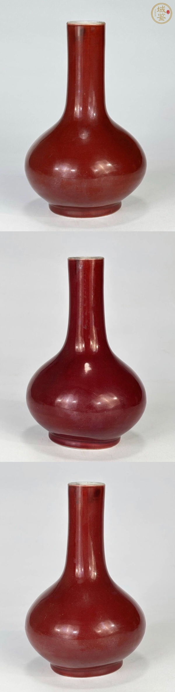 古玩陶瓷郎紅釉荸薺瓶真品鑒賞圖