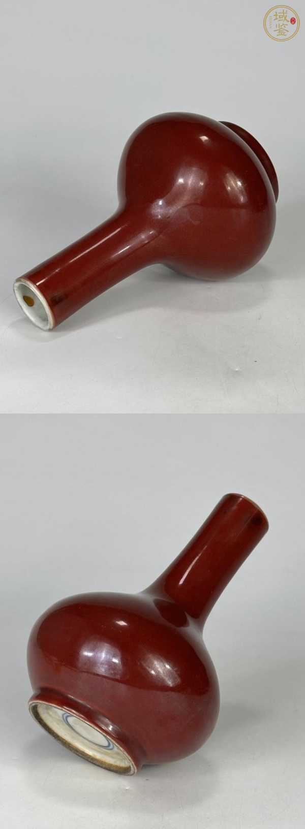 古玩陶瓷郎紅釉荸薺瓶真品鑒賞圖