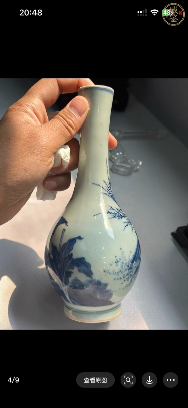 古玩陶瓷人物紋青花錐把瓶真品鑒賞圖