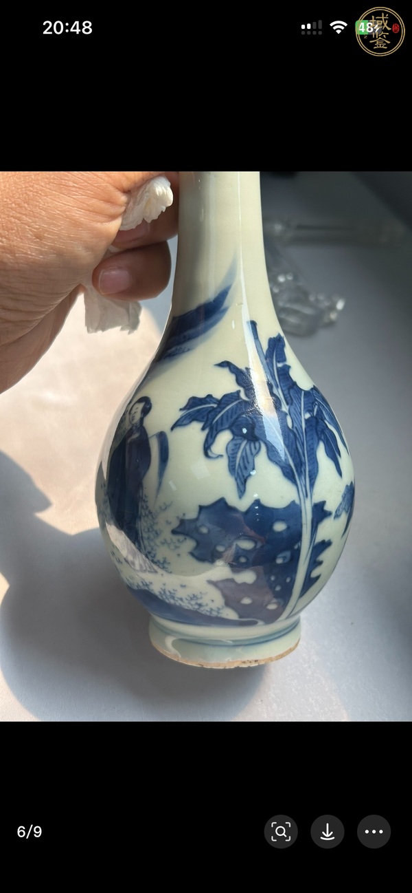 古玩陶瓷人物紋青花錐把瓶真品鑒賞圖