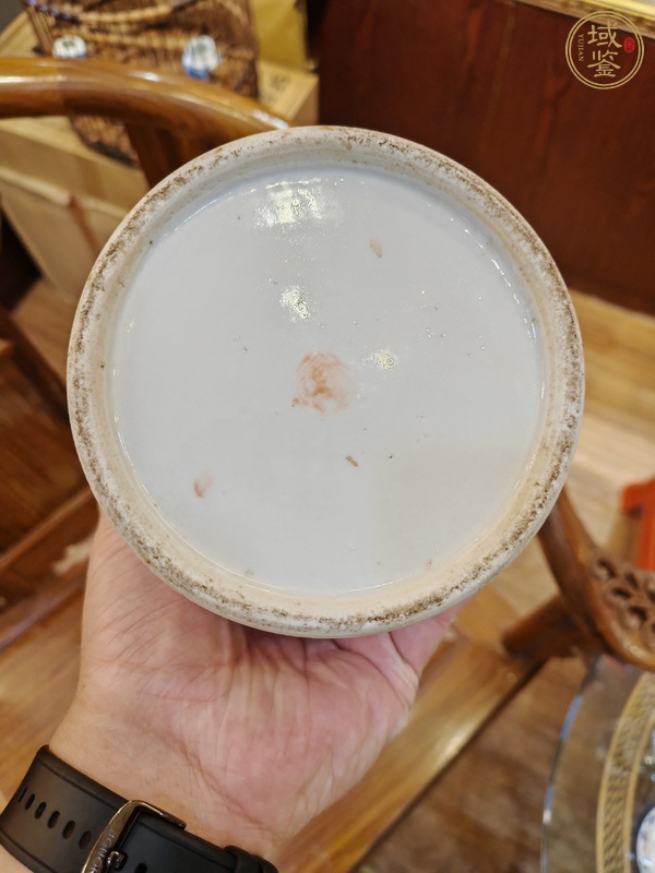 古玩陶瓷粉彩福祿壽喜人物故事紋帽筒真品鑒賞圖