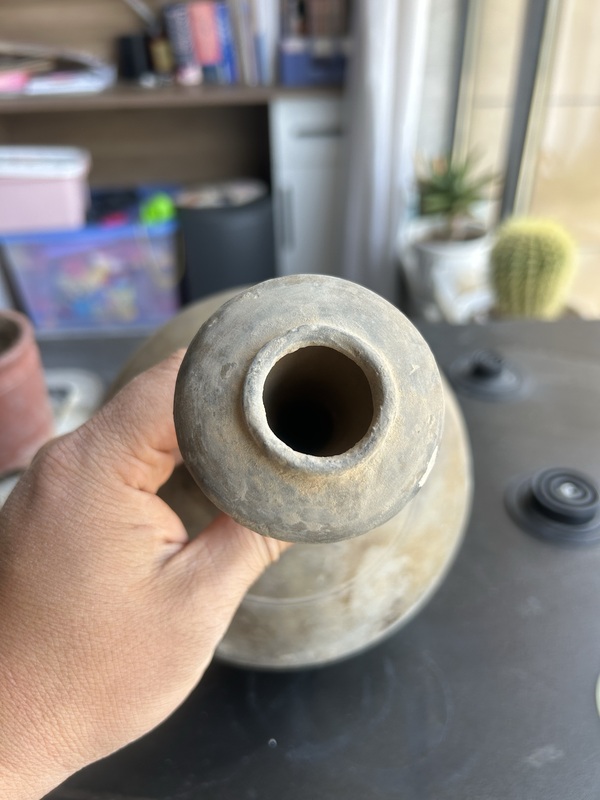 古玩陶瓷漢代弦紋長頸蒜頭瓶（長頸蒜頭）拍賣，當(dāng)前價(jià)格296元