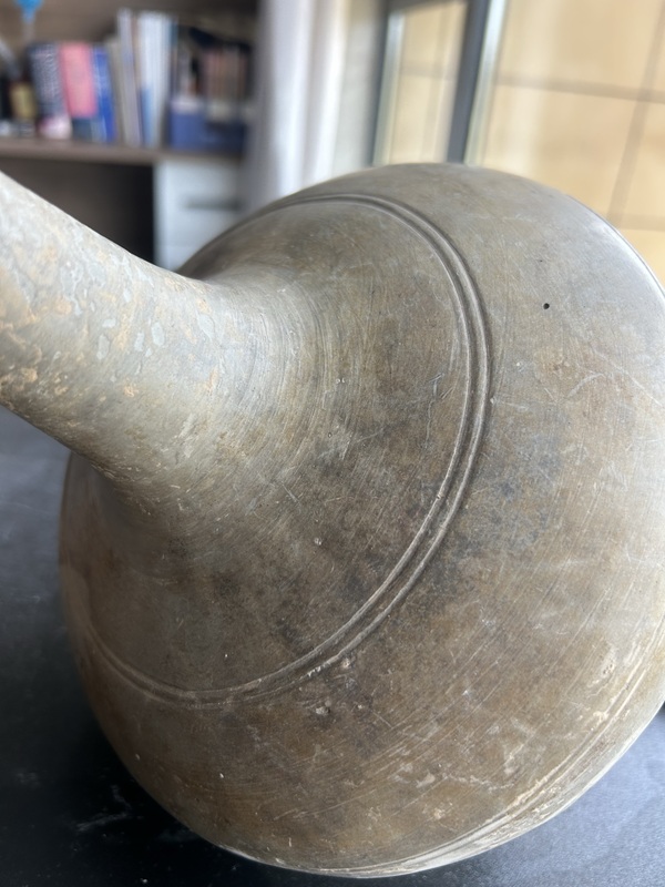 古玩陶瓷漢代弦紋長頸蒜頭瓶（長頸蒜頭）拍賣，當(dāng)前價(jià)格296元