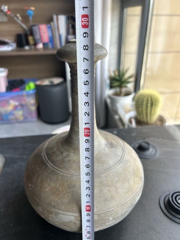 古玩陶瓷漢代弦紋長頸蒜頭瓶（長頸蒜頭）拍賣，當(dāng)前價(jià)格296元