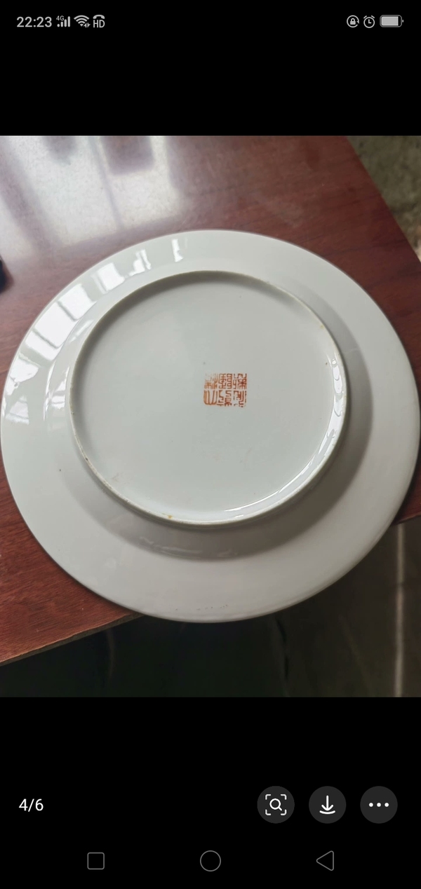 古玩陶瓷廣彩蝴蝶花卉紋盤拍賣，當前價格1268元
