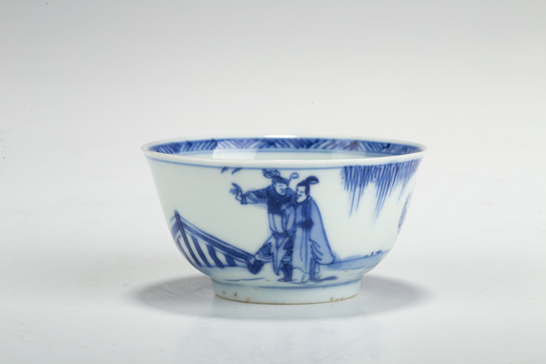 古玩陶瓷清康熙·青花鳳儀亭故事圖杯拍賣,當前價格1164元