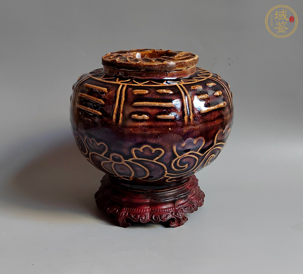 古玩陶瓷褐釉茶葉罐真品鑒賞圖